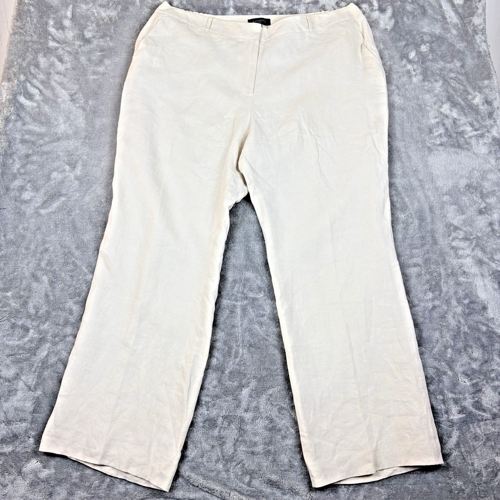 Talbots Woman‎ Womens Linen Pants Straight Leg Lightweight Classic Fit Beige 20W - Picture 12 of 13